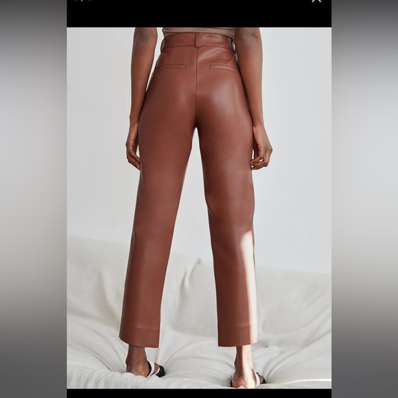 Ladies Aritzia Babaton brown faux leather crops - Picture 10 of 10
